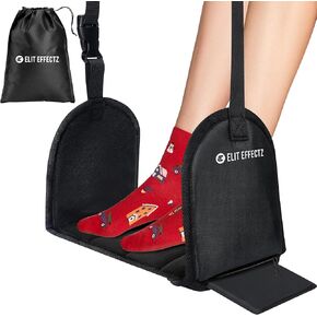 Airplane Footrest Hammock for Travel and Office Use Adjustable Portable & Lightweight Foot Sling - Sturdy Base Support
