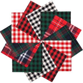 60pcs Buffalo Plaid Fabric, Christmas Cotton Fabric, 6 Styles Xmas Quilting Fabric Squares for Sewing Patchwork DIY Homemade Crafts (5.9 inches) in Kuwait