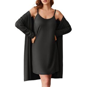 Ekouaer Robe Sets for Women 2 Pieces Nightgown Long Sleeves Bathrobe Soft Sleepwear 2024 S-2XL