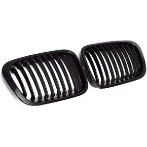 Grille Grill Compatible with BMW 3 Series E46 320i 325i 328i 330i 1998 1999 2000 2001 4 Door Sedan-Matte Black-2 pack Front Grille (Left and Right) by CALU LUKY