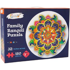 Family Rangoli Diwali Puzzle - 150 Piece, Kulture Khazana, 32" Across, Tabletop Puzzle, Holi, Indian Culture, Ages 7+