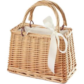 Eiyye Handwoven Wicker Handbag Natural Basket Bag Summer Purse Woven Bag Rattan Purse for Women(Khaki)