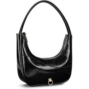 molshine Genuine Leather Crescent Handbag, Hobo Shoulder Bag, Armpit Bag, Party Clutch Purse for Women Lady Model DLK0032