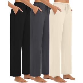 3 Pack Women's Drawstring Pajama Pants, Casual Lounge Pants with Pockets Modal Soft Pj Bottoms Comfy Sleepwear