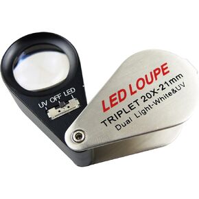 20x Magnification Magnifying Mini Folding 21mm Optic Lens Glass Jewellers Lens Loupe with LED Light for Map, Jewelry, Diamonds, Gems, Coins, Stamp