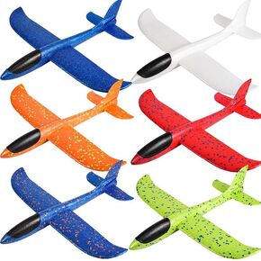 6 Pack Airplane Toys,17.5" Large Throwing Foam Plane,Foam Airplanes For Kids,2 Flight Mode Glider Plane,Outdoor Sport Toys Birthday Party Favors Foam Airplane,Gifts For 3 4 5 6 7 Year Old Boy