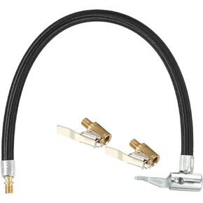 X AUTOHAUX 1 Set 80cm 31.5" Tire Valve Connect Pipe Air Chuck Inflator Tyre Inflator Hose Undeflatable Connector with 2pcs Valve Adapters