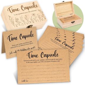 Baby Time Capsule Box 1st Birthday Keepsake - Baby Time Capsule For First Birthday Party Games, 1st Birthday Activities For Party, Time Capsule Cards For 50 Guests, Baby Shower Game