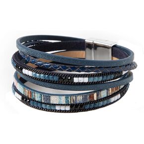 Rantanto Boho Braided Leather Wrap Bracelet Trendy Layered Cuff Bracelets Bohemian Stackable Fashion Bracelet Jewelry For Women
