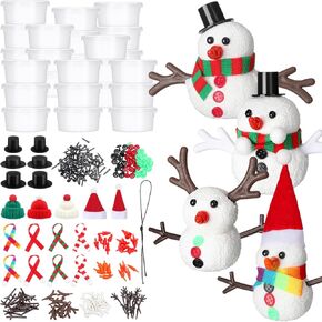 Shappy 24 Pack Christmas Snowman DIY Craft 326 Pcs Build Snowman Craft Kit Christmas Decoration Air Dry Modeling Clay for Winter Party DIY Gift Indoor Outdoor Holiday Decoration(Snowman)