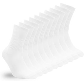 bigvalley Women’s Essential Cotton Crew Calf Socks, Classic- Cushioned Athletic Comfort for Casual, Dress, and Sports