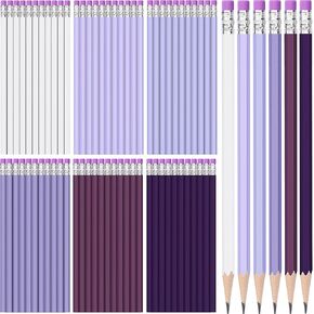 TecUnite 60 Pcs HB Pencils #2 Unsharpened Wood Cased Pencils with Eraser Hexagonal Pencil Cute Graphite No 2 Pencils for Adults Gifts Exam School Office Sketching Learning(Rainbow Color, Green)