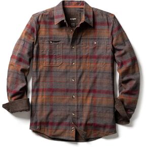 CQR Men's 100% Cotton Plaid Flannel Shirt, Long Sleeve Shirt Jackets, Casual Outdoor Jacket with Pockets