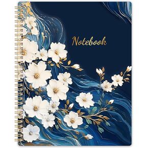 Spiral Notebook - Notebooks Spiral Bound, Journal Notebook with Thick Paper & Back Pocket, with Twin-Wire Binding, College Ruled Notebooks - Journals for Women (8.5" * 11", 144 Pages, Floral)
