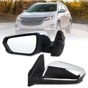 Right Passenger Side Mirror Compatible With 2018 2019 2020 2021 2022 2023 2024 Chevy Equinox With Manual Folding Power Glass Heated Matte Black Replace#84225383(5Pins)