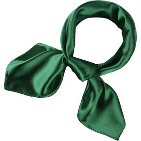 SATINIOR Chiffon Scarf Square Neck Scarf Handkerchief Retro Satin Ribbon Scarf for Women(23.6 x 23.6 Inches,Navy Green)