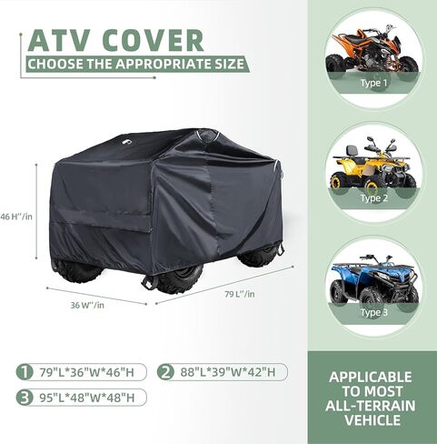 غطاء PALON ATV، أغطية 4 عجلات شديدة التحمل مقاومة للماء، مقاومة للطقس، ملحقات ATV مناسبة لهوندا بولاريس سوزوكي كاواساكي ياماها، غطاء ATV خارجي، غطاء رباعي العجلات in Kuwait