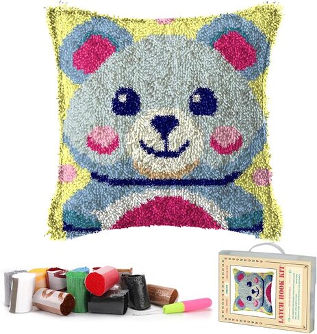 RadiantDecor Latch Hook Kits for Adults- DIY Latch Hook Pillow Kits for Adults Beginners Pillow Cover with Color Pattern Printed Sunflower (43X43CM/16.93X16.93IN) in Saudi Arabia