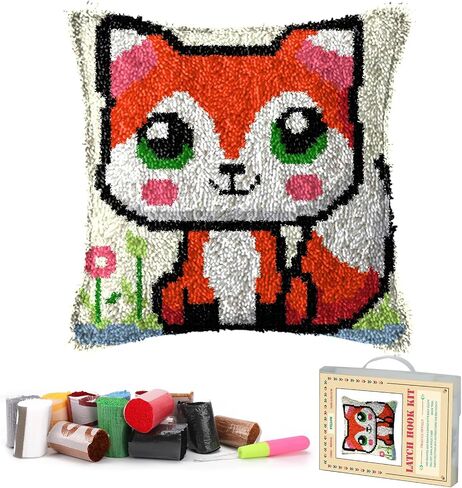 RadiantDecor Latch Hook Kits for Adults- DIY Latch Hook Pillow Kits for Adults Beginners Pillow Cover with Color Pattern Printed Sunflower (43X43CM/16.93X16.93IN) in Saudi Arabia