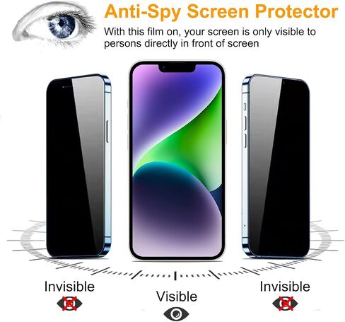 Pehael [2+2 Pack] iPhone 14 Plus Privacy Screen Protector with Camera Lens Protector Full Coverage Anti-Spy Tempered Glass Film 9H Hardness Upgrade Edge Protection Easy Installation Bubble Free Specially Designed for iPhone 14 Plus [6.7 inch] in Saudi Arabia