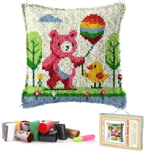 RadiantDecor Latch Hook Kits for Adults- DIY Latch Hook Pillow Kits for Adults Beginners Pillow Cover with Color Pattern Printed Sunflower (43X43CM/16.93X16.93IN) in Saudi Arabia