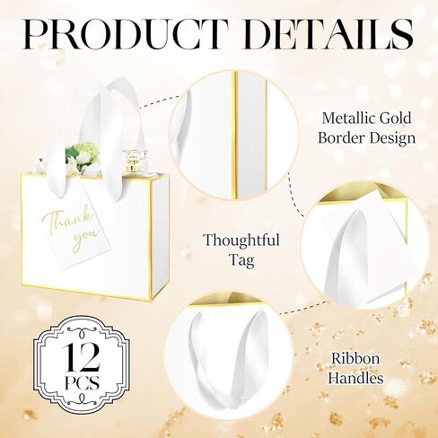 JACYUIG 24 Pack Pink Gift Bags with Handles & Tissue Paper for Gift Bags, 11.8 x 10 x 4–Ideal for Thank You Gifts, Weddings, Bridesmaids, Fall Parties, Halloween, Diwali, Birthdays (Pink, Gold) in Saudi Arabia