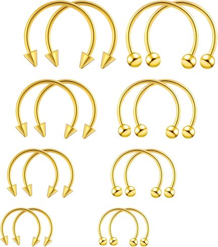 16pcs Septum Nose Rings 16 Gauge Nose Ring Multiple Different Sizes Horseshoe Nose Ring,Stainless Steel Septum Ring for Men and Women 6-12mm in Saudi Arabia