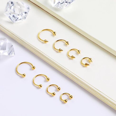 16pcs Septum Nose Rings 16 Gauge Nose Ring Multiple Different Sizes Horseshoe Nose Ring,Stainless Steel Septum Ring for Men and Women 6-12mm in Saudi Arabia