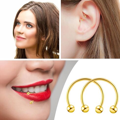 16pcs Septum Nose Rings 16 Gauge Nose Ring Multiple Different Sizes Horseshoe Nose Ring,Stainless Steel Septum Ring for Men and Women 6-12mm in Saudi Arabia