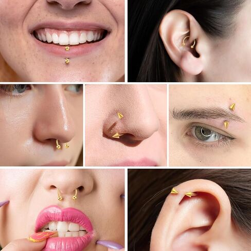 16pcs Septum Nose Rings 16 Gauge Nose Ring Multiple Different Sizes Horseshoe Nose Ring,Stainless Steel Septum Ring for Men and Women 6-12mm in Saudi Arabia