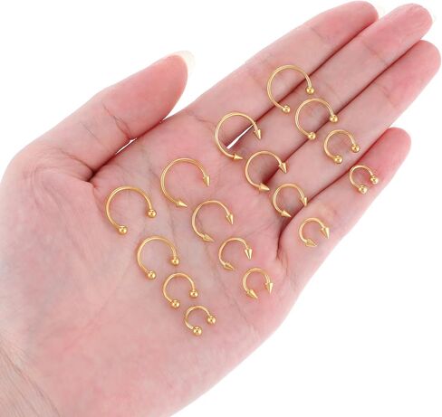 16pcs Septum Nose Rings 16 Gauge Nose Ring Multiple Different Sizes Horseshoe Nose Ring,Stainless Steel Septum Ring for Men and Women 6-12mm in Saudi Arabia