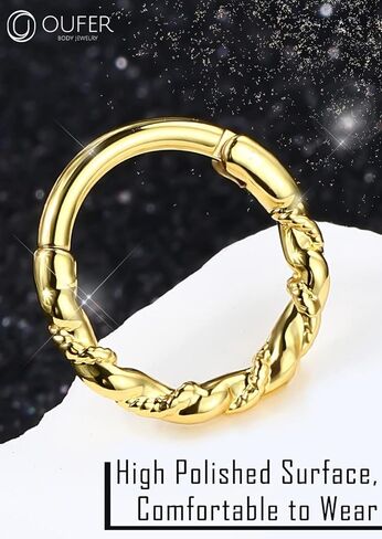 مجوهرات ثقب الحلزون من الفولاذ الجراحي 16G من OUFER، 316 لتر، أقراط Daith، أقراط حلزونية للنساء، مجوهرات ثقب الحاجز على شكل محارة in Kuwait