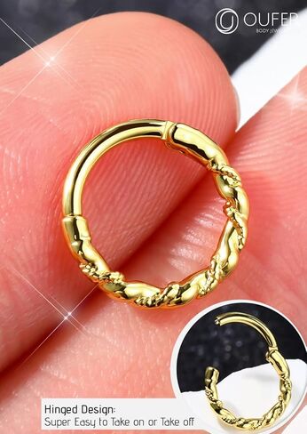 مجوهرات ثقب الحلزون من الفولاذ الجراحي 16G من OUFER، 316 لتر، أقراط Daith، أقراط حلزونية للنساء، مجوهرات ثقب الحاجز على شكل محارة in Kuwait