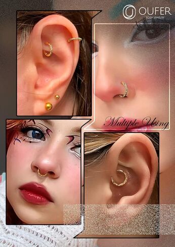 مجوهرات ثقب الحلزون من الفولاذ الجراحي 16G من OUFER، 316 لتر، أقراط Daith، أقراط حلزونية للنساء، مجوهرات ثقب الحاجز على شكل محارة in Kuwait