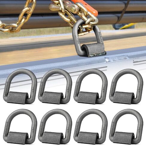 ​​Heavy Duty 12,000 lbs Weld On Forged D Ring | 1/2" D-Ring with Welding Clip for Trailers and Trucks | 8 Pack in Kuwait
