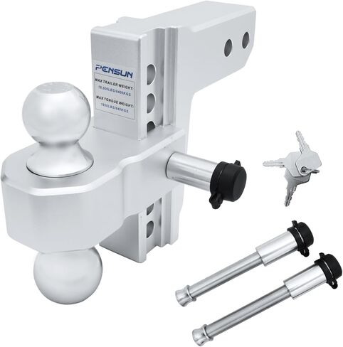 وصلة مقطورة قابلة للتعديل من PENSUN، تناسب جهاز استقبال 2.5 بوصة، وصلة قطرة/ارتفاع 6 بوصات من الألومنيوم عالي التحمل مع كرات مزدوجة صلبة مقاس 2 بوصة و2-5/16 بوصة بوزن 18500 رطل GTW in Kuwait