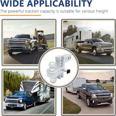 وصلة مقطورة قابلة للتعديل من PENSUN، تناسب جهاز استقبال 2.5 بوصة، وصلة قطرة/ارتفاع 6 بوصات من الألومنيوم عالي التحمل مع كرات مزدوجة صلبة مقاس 2 بوصة و2-5/16 بوصة بوزن 18500 رطل GTW in Kuwait