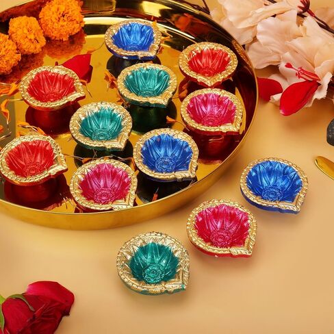 Diwali Diya Clay Diya Diyas for Pooja [ Pack of 12 ] Indian Puja Oil Lamp Diwali Pooja - Earthen Clay Terracotta - Diwali Decoration for Home Indian Housewarming Return Gift Items Hashcart® in Saudi Arabia