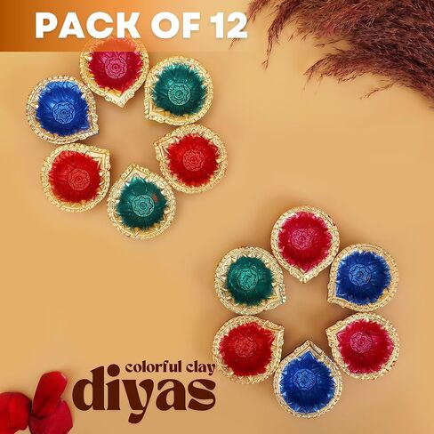 Diwali Diya Clay Diya Diyas for Pooja [ Pack of 12 ] Indian Puja Oil Lamp Diwali Pooja - Earthen Clay Terracotta - Diwali Decoration for Home Indian Housewarming Return Gift Items Hashcart® in Saudi Arabia
