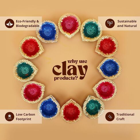 Diwali Diya Clay Diya Diyas for Pooja [ Pack of 12 ] Indian Puja Oil Lamp Diwali Pooja - Earthen Clay Terracotta - Diwali Decoration for Home Indian Housewarming Return Gift Items Hashcart® in Saudi Arabia