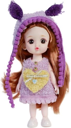 دمية فتاة XINGRUI مقاس 6 بوصة وإكسسواراتها مع 13 وصلة قابلة للإزالة مجموعة دمية محاكاة للأطفال بوق صغير للأطفال للأعمار من 3 سنوات فما فوق (M72) in Kuwait