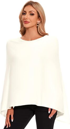 PULI Women Soft Knit Poncho Lightweight Travel Shawl Cape Versatile Ponchos Sweater in Saudi Arabia