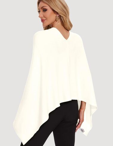PULI Women Soft Knit Poncho Lightweight Travel Shawl Cape Versatile Ponchos Sweater in Saudi Arabia
