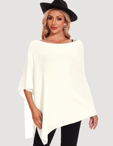PULI Women Soft Knit Poncho Lightweight Travel Shawl Cape Versatile Ponchos Sweater in Saudi Arabia