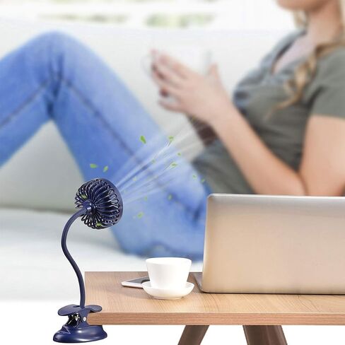 مشبك على مروحة USB صغيرة مروحة مكتب تعمل بالبطارية مع بنك طاقة للطوارئ، مروحة عربة أطفال قابلة لإعادة الشحن، مروحة شخصية مرنة الرقبة 3 سرعات رائعة للشاطئ والتخييم والسرير المكتبي - أسود in Saudi Arabia