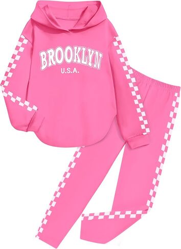 KANGKANG Girls Clothes Fall Winter Outfits Graphic Hooded Sweatsuits Sweatpants 2Pcs Set in Kuwait