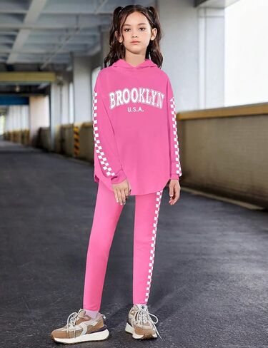 KANGKANG Girls Clothes Fall Winter Outfits Graphic Hooded Sweatsuits Sweatpants 2Pcs Set in Kuwait