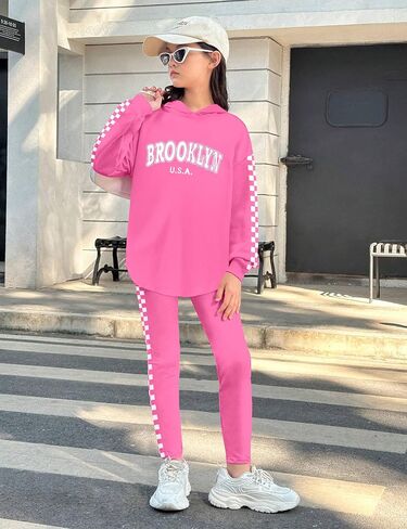 KANGKANG Girls Clothes Fall Winter Outfits Graphic Hooded Sweatsuits Sweatpants 2Pcs Set in Kuwait