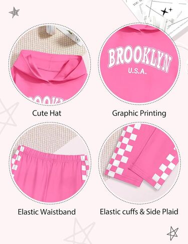 KANGKANG Girls Clothes Fall Winter Outfits Graphic Hooded Sweatsuits Sweatpants 2Pcs Set in Kuwait
