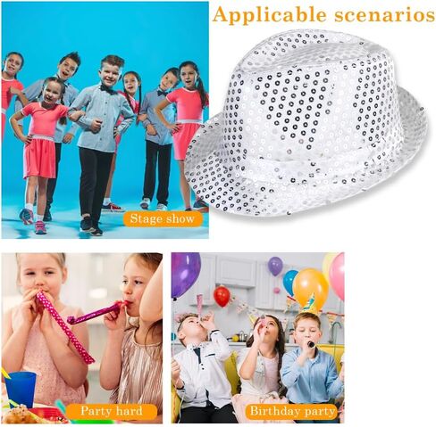 3 Pieces Sequin Fedora Hat Unisex Western Dance Jazz Hat Shining Disco Cap in Saudi Arabia